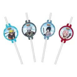 8 pailles médaillon en papier FSC® - 19,6 cm - Naruto Shippuden ®