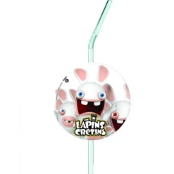 6 Pailles à Médaillon - Lapins Crétins