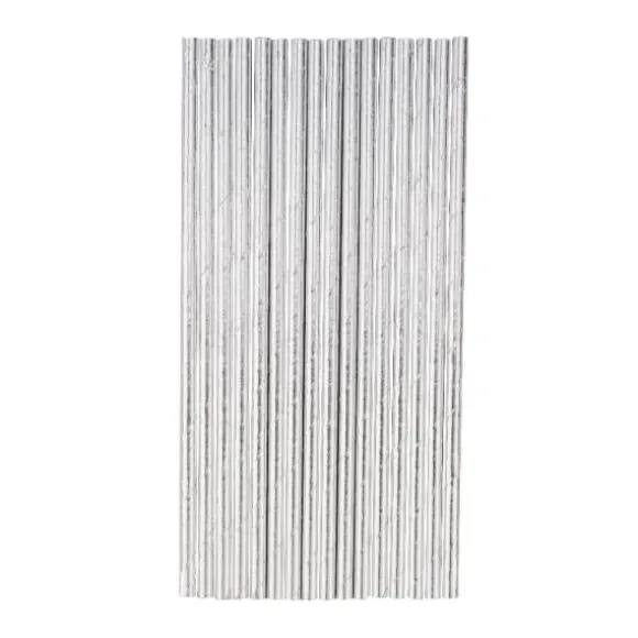 20 pailles métallisées en papier - 19,5 cm - Couleur au choix
