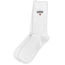 Paire de chaussettes blanches pour femme - Saint-Valentin - Collection Chéri Chérie