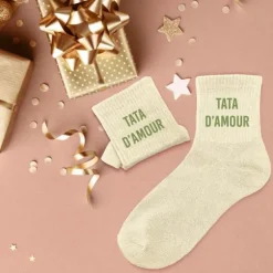 Paire de chaussettes à paillettes pour femme - Tata d'Amour - Collection Famille d'Amour