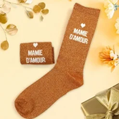 Paire de chaussettes à paillettes pour femme - Mamie - Collection Mamie d'Amour