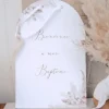 Pancarte Bienvenue à mon Baptême - Collection Pampas, Fleurs de Coton et Or
