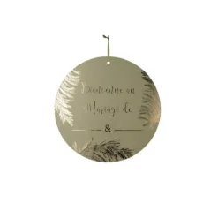 Pancarte de Mariage à Personnaliser - 38 cm - Pampa Kaki et Or
