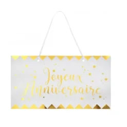 Pancarte "Joyeux Anniversaire" - Blanc / Or