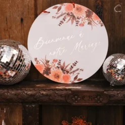Panneau "Bienvenue à notre mariage" FSC® - Diamètre 38 cm - Collection Time to Disco