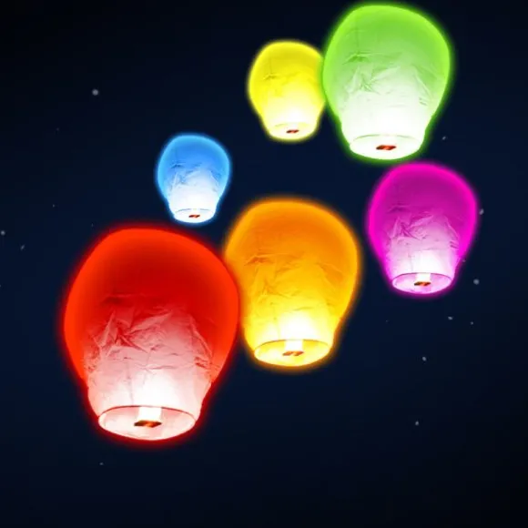 Paquet de 6 lanternes volantes "ballon" - Multicolore