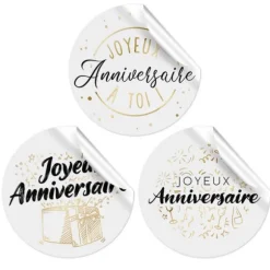 18 Pastilles autocollantes Joyeux Anniversaire