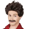 Perruque Homme avec Moustache - Brun