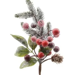 Petite Branche Décorative Noël Enneigée et Pailletée