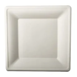 50 Petites Assiettes Carrées en Canne à Sucre - Blanc