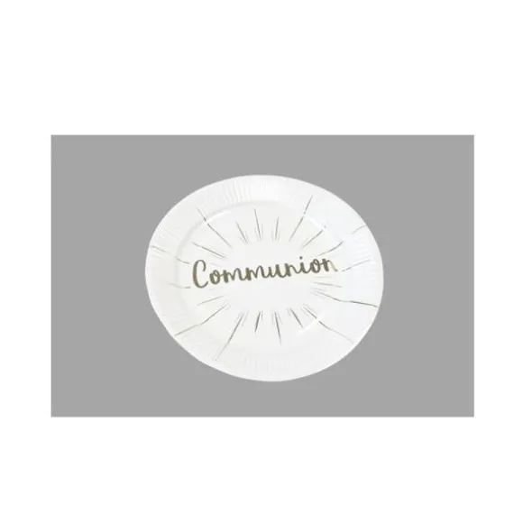 6 Petites Assiettes en Carton - Communion - Argent