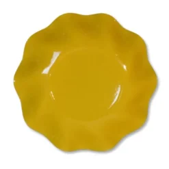 Petites Assiettes Vagues Rondes en Carton Jaune Moutarde