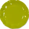 Petites Assiettes Vagues Rondes en Carton Vert Anis