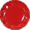Petites Assiettes Vagues Rondes en Carton Rouge