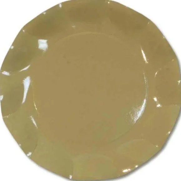 Petites Assiettes Vagues Rondes en Carton Taupe