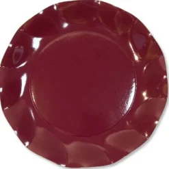 Petites Assiettes Vagues Rondes en Carton Bordeaux