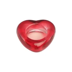 Photophore en forme de cœur rouge en verre - 8 x 8 x 2,6 cm - Saint-Valentin