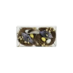 Photophore en verre avec œufs et fleurs - 12 cm - Couleur au choix