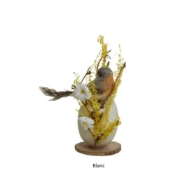 Photophore en verre avec œufs et fleurs - 12 cm - Couleur au choix