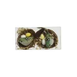 Photophore en verre avec œufs et fleurs - 12 cm - Couleur au choix