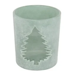 Photophore Noël - Verre - Sapin Effet Givré - Vert