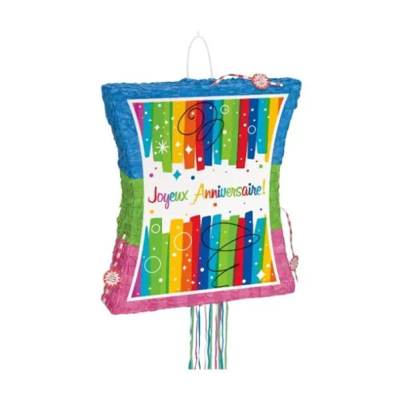 Piñata Multicolore à tirer - Joyeux Anniversaire