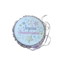 Piñata à tirer à 2 faces - Licorne avec "Joyeux Anniversaire"