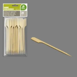 20 pics apéritifs en bois de bambou avec manche - 10,5 cm