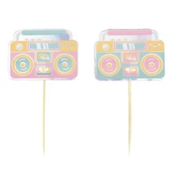 10 pics à cocktail en forme de cassette - 9 cm - Collection 90's Party