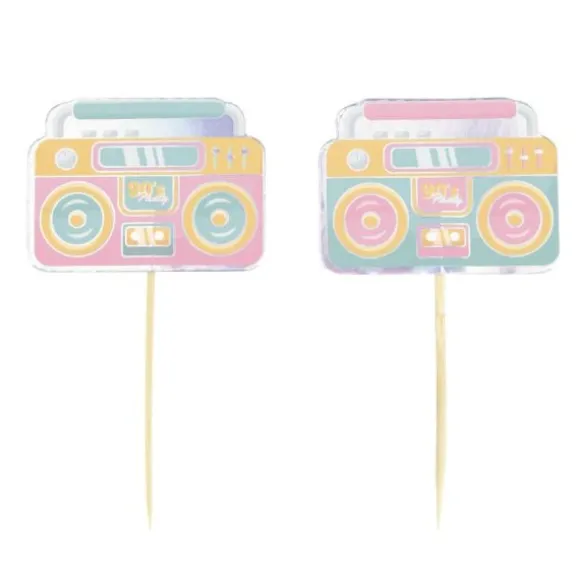 10 pics à cocktail en forme de cassette - 9 cm - Collection 90's Party