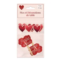 12 pics et 20 décorations de table - Saint-Valentin - Collection Chéri Chérie