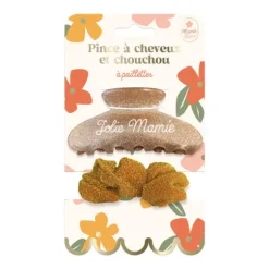 Pince à cheveux et chouchou à paillettes - Collection Mamie Chérie
