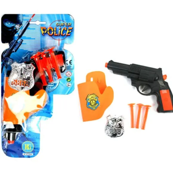 Pistolet de policier et son badge