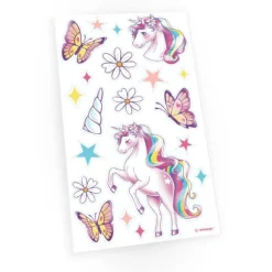 4 planches de 20 tatouages temporaires - Collection Dreams Licorne