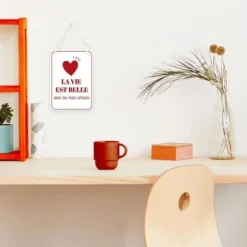 Plaque en métal - La vie est belle - Mamie - Collection Mamie d'Amour