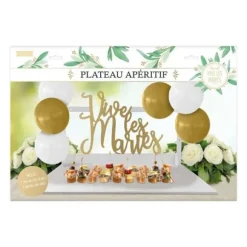 Plateau apéritif avec accroches pour ballons - Collection Vive les Mariés