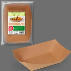 5 plateaux apéritifs en carton kraft biodégradable - 11 x 7 x 4 cm