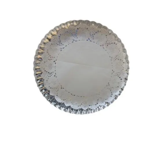 5 plateaux arrondis avec napperons - Diamètre 30 cm - Couleur au choix