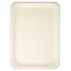 6 plateaux blancs rectangulaires en canne à sucre - Pure - 26 x 35 cm