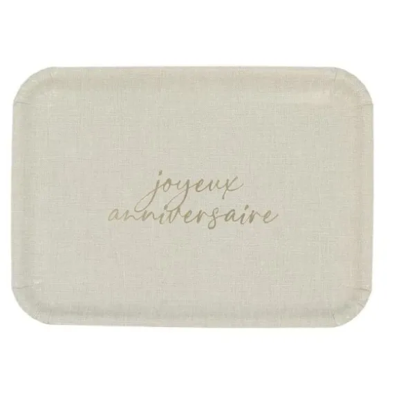 3 plateaux "Joyeux Anniversaire" en carton - 35 x 25,5 cm - Collection Gold'n Age