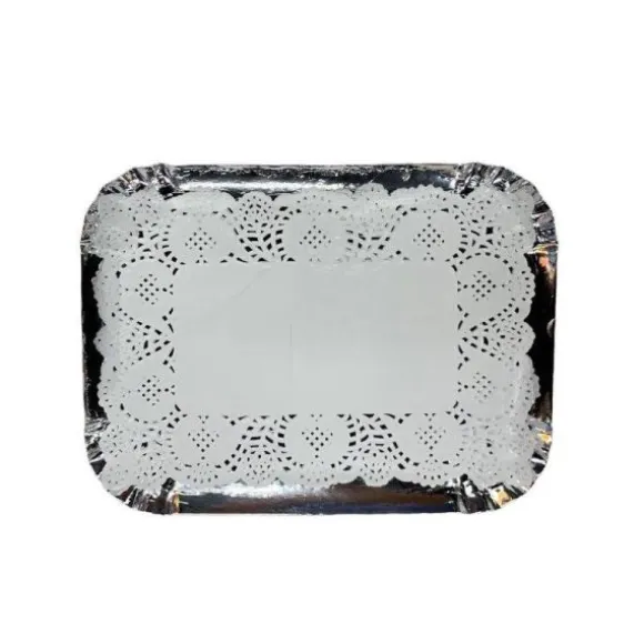 5 plateaux rectangulaires avec bordure bombée et napperons - 30 x 40 cm - Couleur au choix