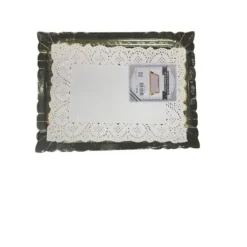 5 plateaux rectangulaires avec bordure bombée et napperons - 30 x 40 cm - Couleur au choix