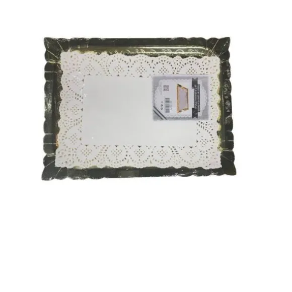 5 plateaux rectangulaires avec bordure bombée et napperons - 30 x 40 cm - Couleur au choix