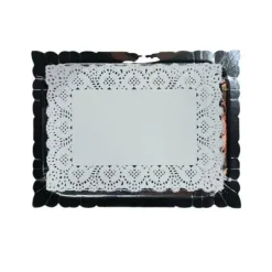 5 plateaux rectangulaires avec bordure bombée et napperons - 30 x 40 cm - Couleur au choix