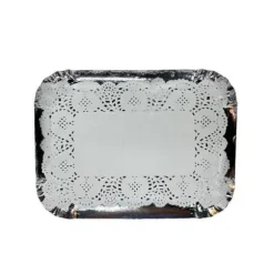 5 plateaux rectangulaires avec bordure bombée et napperons - 21 x 31 cm - Couleur au choix