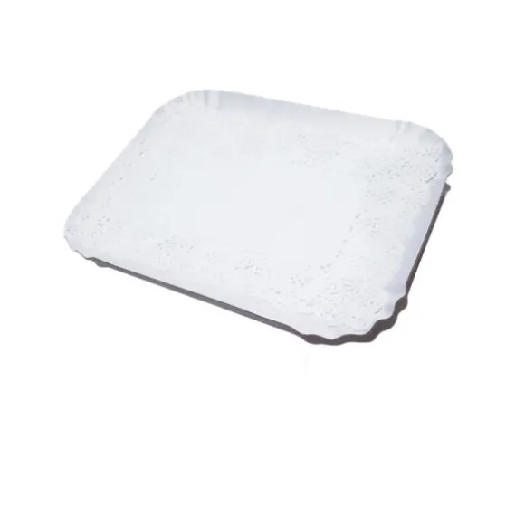 5 plateaux rectangulaires avec bordure bombée et napperons - 21 x 31 cm - Couleur au choix