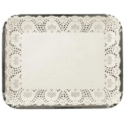 5 plateaux rectangulaires avec dentelle en carton - 31 x 41 cm - Couleur au choix
