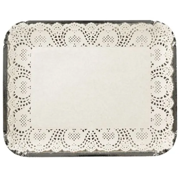 5 plateaux rectangulaires avec dentelle en carton - 31 x 41 cm - Couleur au choix