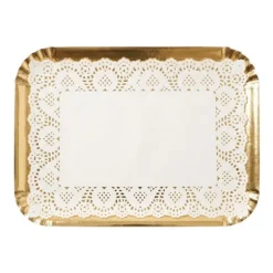 5 plateaux rectangulaires avec dentelle en carton - 22 x 30 cm - Couleur au choix